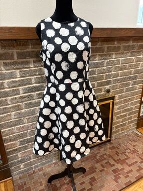 Eliza J Black Dress with White Polka Dot Print